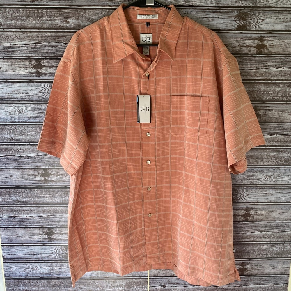 Geoffrey Beene Men's Short-Sleeved Button-Down Shirt Size XL 17-17 1/2 Plaid NWT